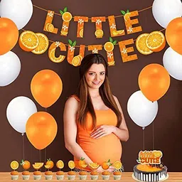 zyozi Little Cutie Baby Shower Theme Decorations for Girl and Boy Include Banner with Cupcake Toppers (Pack of 11) image 2