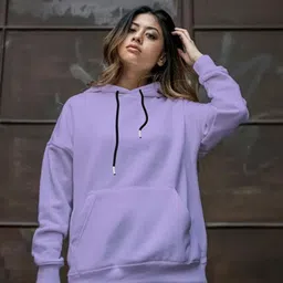clothy Women Full Sleeve Solid Reversible Hooded Sweatshirt-picture-20