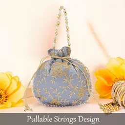 homestic By Kuber Industries Women Blue, Grey, Red Potli image 2