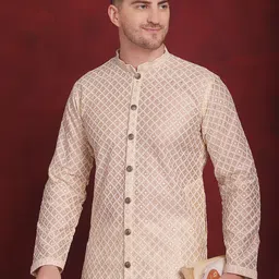 jompers Men Embroidered Silk Blend Straight Kurta image 3