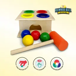 trinkets & more - Wooden Hammer Ball Knock Ball | Pounding Bench Box | Fine Motor Dexterity Skills | Educational Toy Kids 2+ Years image 2