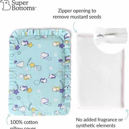 superbottoms Mustard Seed Pillow for Newborn 100% Cotton 0-12Months 31x21cm Little Pingu Mustard Seeds Toons & Characters Baby Pillow Pack of 1 image 3