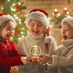 mv creations 3D Deer Crystal Ball Night Lamp LED Light Rechargeable with Wooden Base Table Lamp image 4