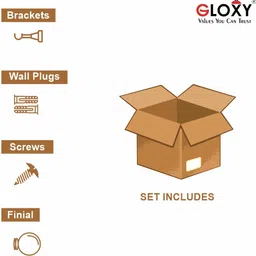 gloxy Black, Silver Rod Rail Bracket, Curtain Knobs, Curtain Hooks, Curtain Rods Metal image 5