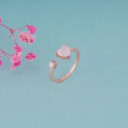 giva Sterling Silver Rose Gold Heart Up My Sleeves Ring for Womens and Girls Sterling Silver Zircon Rhodium Plated Ring image 3