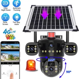 SIOVS SIM Camera 4G Solar Powered 3 Lens HD 360° PTZ Control TwoWay Audio Night Vision Security Camera-picture-15