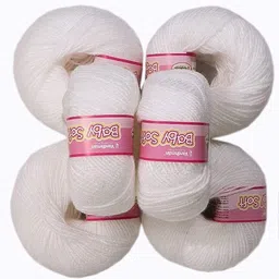 Vardhman Kintting Yarn 100% Acrylic Wool (White) (6 PC)Baby Soft 4 ply Wool Ball Hand Knitting Wool/Art Craft Soft Fingering Crochet Hook Yarn, Needle Knitting Yarn Thread Dyed Shade no-18-image-5