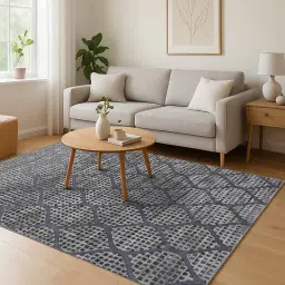 obsessions Cream and Grey Moroccan 4x6 Feet Machine Made Carpet image 1