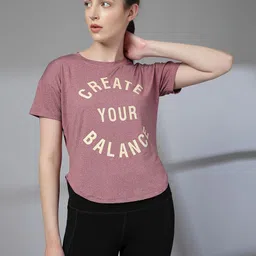 chkokko Women Printed Round Neck Polyester Maroon T-Shirt-picture-16