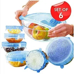 qinpin Stretchable/Reusable Flexible Silicone Lid fits All Food Cover Containers Bowl 2.6 inch Lid Set image 4