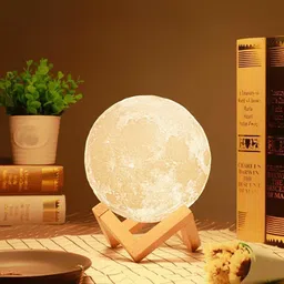 divinezon 3D USB Rechargeable Moon Lamp Color Changing Sensor Touch Crystal Ball Night Lamp with Wooden Stand Night Lamp image 5