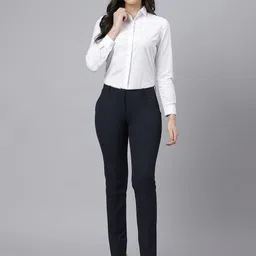 english navy Women Regular Fit Solid Spread Collar Casual Shirt image 5