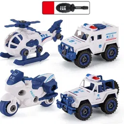 ahbht Police Vehicle Set Bike Jeep Security Van and Helicopter with 1 Screwdrive-picture-14