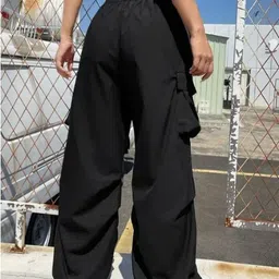 ikfashion Women Loose Fit Black Polyester Trousers image 2