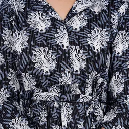 ao services Cuban Collar Floral Printed Regular Pure Cotton Kurti with Trousers image 2