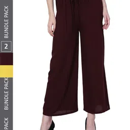 IndiWeaves Women Pack Of 2 Straight Palazzos-image-75