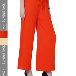 IndiWeaves Women Pack of 2 Straight Palazzos-image-58