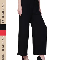 IndiWeaves Women Pack Of 2 Straight Palazzos-picture-38