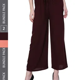IndiWeaves Women Pack Of 2 Straight Palazzos-picture-13