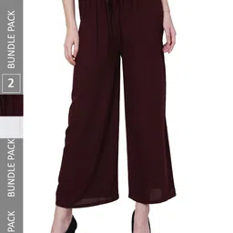 IndiWeaves Women Pack of 2 Straight Palazzos-image-51