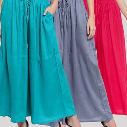 Clora Creation Women Blue & Pink 3 Knitted Ethnic Palazzos-picture-13