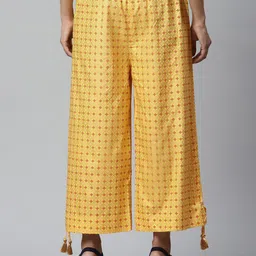 AURELIA Women Yellow & Red Floral Printed Ethnic LIVA Palazzos-image-78