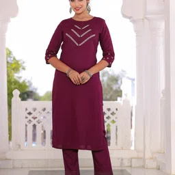 Jaipur Kurti Zari Yoke Design Straight Kurta With Palazzos image 1