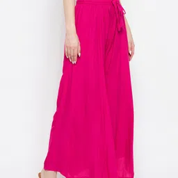 Clora Creation Women Magenta Flared Ethnic Palazzos image 4
