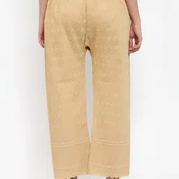 Miaz Lifestyle Women Set of 2 Off White & Beige Floral Embroidered Flared Ethnic Palazzos image 5