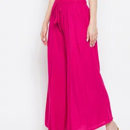 Clora Creation Women Magenta Flared Ethnic Palazzos image 5