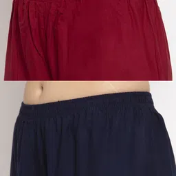 Miaz Lifestyle Women Pack of 2 Navy Blue & Maroon Ethnic Palazzos image 2