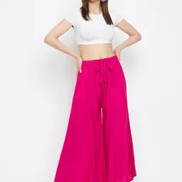 Clora Creation Women Magenta Flared Ethnic Palazzos image 3