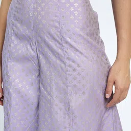 Vishudh Women Mauve & Silver-Toned Ethnic Motifs Printed Flared Palazzos image 5