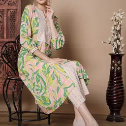 KALINI Floral Printed Pure Cotton A-Line Kurta With Palazzos image 5