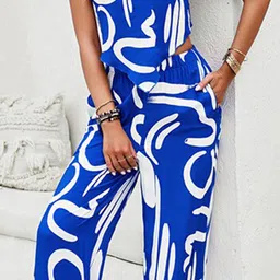 StyleCast Printed Off Shoulder Neck Top & Flared Palazzos Co-Ords Set image 2