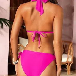 feuty Gorgeous Embroidered Women Bikini Pink Swimsuit image 3