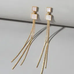 yellow chimes White Stone Golden Chain Tassel Crystal Crystal Metal Drops & Danglers image 5