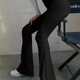 broadstar Women Flared Black Lycra Blend Trousers image 3