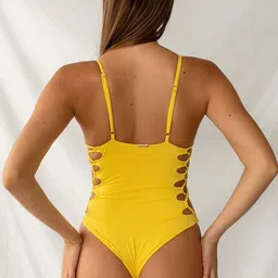 trixshla Weather Self Design Women Bikini Yellow Swimsuit image 5