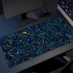 Eshaaver Topographic Pattern Desk Mouse Pad, Large Extended Size, White and Black Design. Non Slip Base Mousepad image 4