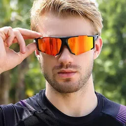 cereto Red and Black Sports Googles Mirrored UV Protection For Boys-picture-19