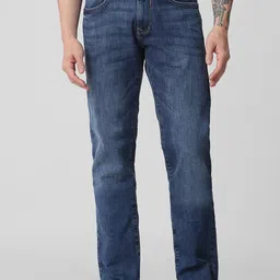 mufti Men Straight Fit Mid Rise Dark Blue Jeans-picture-19