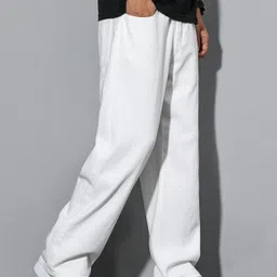 royce denim co. Men Loose Fit Mid Rise White Jeans image 2