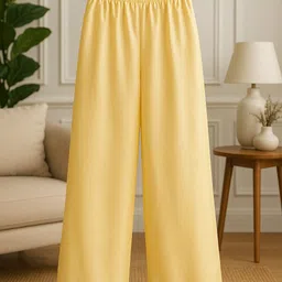 matangeez Pack of 2 Women Regular Fit Yellow, Silver Cotton Blend Trousers image 2