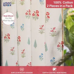 urban space 152 cm (5 ft) Cotton Room Darkening Window Curtain (Pack Of 2) image 3
