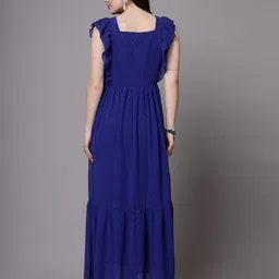 aayu Women Fit and Flare Dark Blue Maxi/Full Length Dress image 2