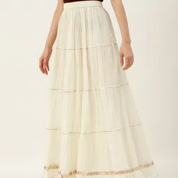 varanga Women Solid Tiered White Skirt image 3