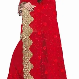 skyflock Embroidered, Embellished Bollywood Net Saree image 3