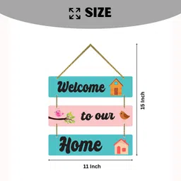 decorainc Welcome To Our Home MDF Wooden Wall Hanging | Colorful Wall Decor Items Pack of 2 image 2