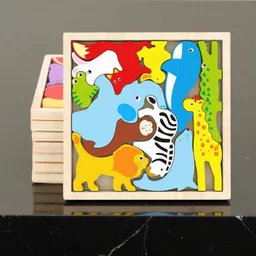 vhd Multicolor Wooden Animal Puzzle – Fun & Educational Toy for Kids AW4 image 1